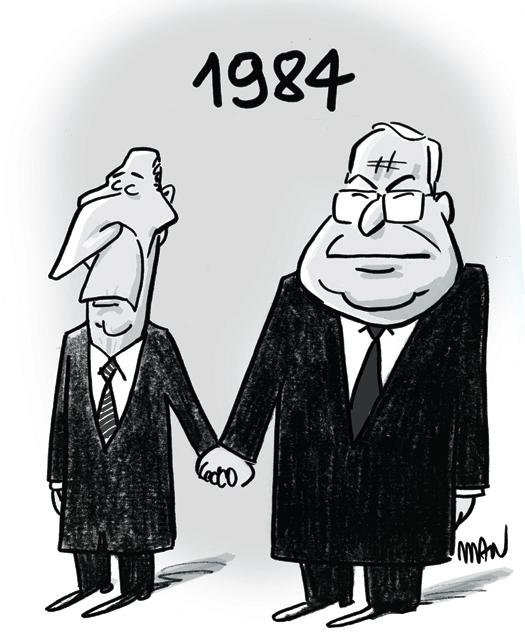 Caricature : Mitterrand-Kohl